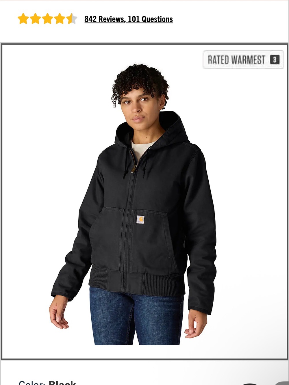 Carhartt Womens Black Duck Quilt Lined Active Work Jacket - Picture 2 of 5
